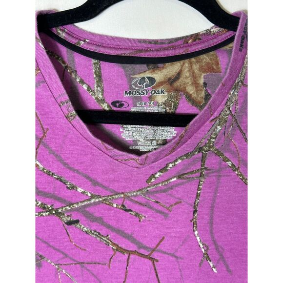 Mossy Oak Women's Outdoors Purple Camo Long Sleeve V-Neck Tee, Size M - Picture 2 of 3